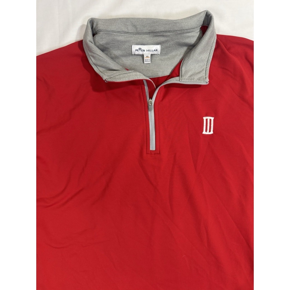 Peter Millar Sweater Mens Size XL Red Quarter 1/4 Zip Pullover Golf Crown Logo - Picture 1 of 7